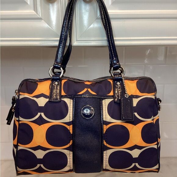 Coach Signature Nylon Linear Stripe Convertible Shoulder Bag - Picture 2 of 16